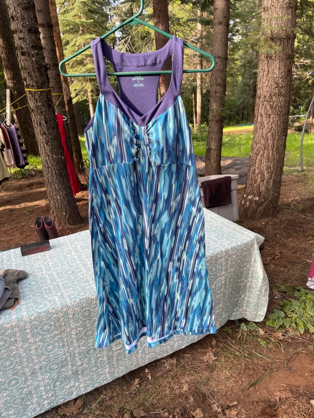 Prana Blue Multi-Pattern Racerback Sundress